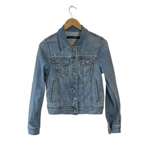 BIG Star Women's Size M Factory Distressed Blue Denim Jean Jacket